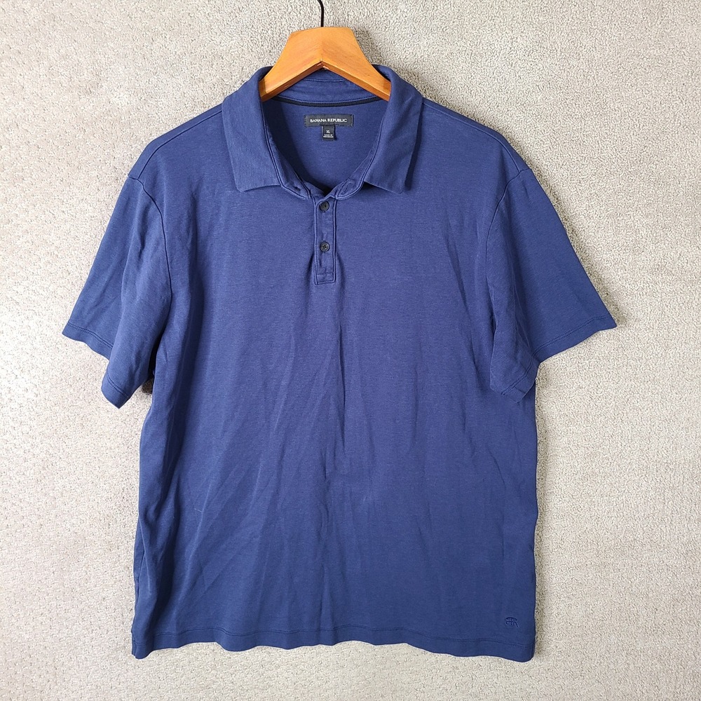 Banana Republic Polo Mens XL Blue Polo‎ Short Sleeve 100% Cotton Casual